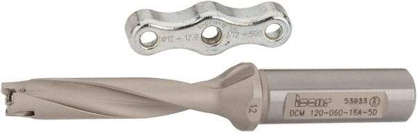 Iscar - 12 to 12.4mm Diam, 5xD, 60mm Max Depth, 16mm Shank Diam, 124.2mm OAL, Replaceable Tip Drill - IDI-SG, IDI-SK Insert, DCM Toolholder, Series ChamDrill - Benchmark Tooling