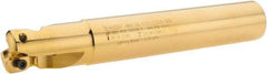 Iscar - 1-1/4" Cut Diam, 0.63" Max Depth of Cut, 1-1/4" Shank Diam, 8" OAL, Indexable Square Shoulder End Mill - Cylindrical Shank, 90° Lead Angle, Through Coolant, Series Helialu - Benchmark Tooling