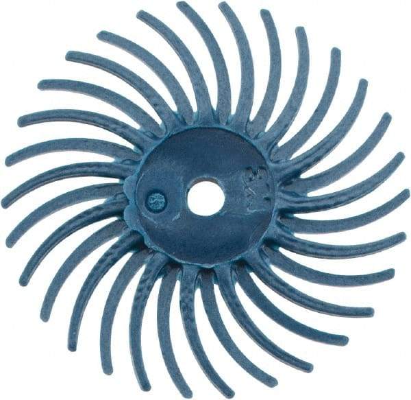 3M - 3/4" Diam, 1/16" Max Face Width, Shank Radial Bristle Brush - 400 Grit, Medium Grade, 35,000 Max RPM, Blue - Benchmark Tooling