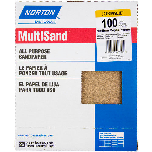 11″ × 9″ Multisand Paper Sheet 100 Grit Medium Aluminum Oxide - Benchmark Tooling