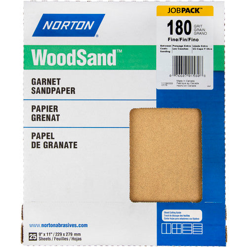 11″ × 9″ Woodsand A511 Paper Sheet 180 Grit Fine Garnet - Benchmark Tooling
