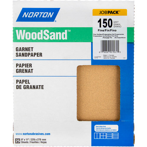 11″ × 9″ Woodsand A513 Paper Sheet 150 Grit Fine Garnet - Benchmark Tooling