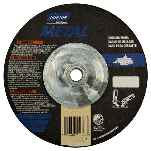 ‎7″ × 1/8″ × 5/8″-11 Norton Metal Non-Woven Depressed Center Wheel Type 27 Aluminum Oxide - Benchmark Tooling