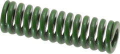 Associated Spring Raymond - 3/8" Hole Diam, 3/16" Rod Diam, 1-1/4" Free Length, Green Die Spring - 50 Lb Max Deflection, 0.31" Max Deflection, Extra Heavy Duty, Chromium Alloy Steel - Benchmark Tooling