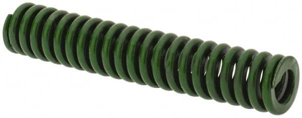 Associated Spring Raymond - 3/8" Hole Diam, 3/16" Rod Diam, 2" Free Length, Green Die Spring - 45 Lb Max Deflection, 0.5" Max Deflection, Extra Heavy Duty, Chromium Alloy Steel - Benchmark Tooling