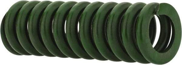 Associated Spring Raymond - 1/2" Hole Diam, 9/32" Rod Diam, 1-1/2" Free Length, Green Die Spring - 75 Lb Max Deflection, 0.38" Max Deflection, Extra Heavy Duty, Chromium Alloy Steel - Benchmark Tooling