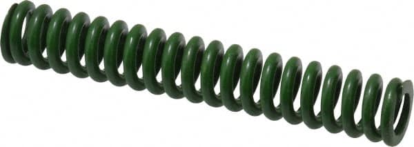 Associated Spring Raymond - 1/2" Hole Diam, 9/32" Rod Diam, 3" Free Length, Green Die Spring - 67.5 Lb Max Deflection, 0.75" Max Deflection, Extra Heavy Duty, Chromium Alloy Steel - Benchmark Tooling