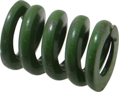 Associated Spring Raymond - 3/4" Hole Diam, 3/8" Rod Diam, 1" Free Length, Green Die Spring - 350 Lb Max Deflection, 0.25" Max Deflection, Extra Heavy Duty, Chromium Alloy Steel - Benchmark Tooling