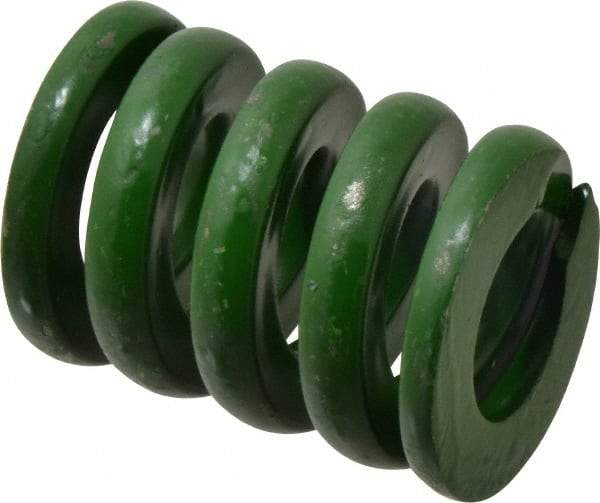 Associated Spring Raymond - 2" Hole Diam, 1" Rod Diam, 2-1/2" Free Length, Green Die Spring - 2385 Lb Max Deflection, 0.63" Max Deflection, Extra Heavy Duty, Chromium Alloy Steel - Benchmark Tooling