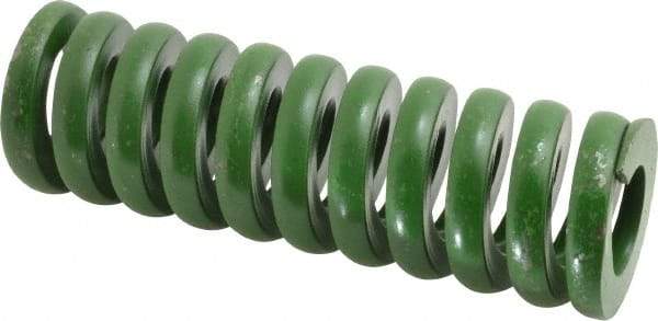 Associated Spring Raymond - 2" Hole Diam, 1" Rod Diam, 6" Free Length, Green Die Spring - 2124 Lb Max Deflection, 1.5" Max Deflection, Extra Heavy Duty, Chromium Alloy Steel - Benchmark Tooling