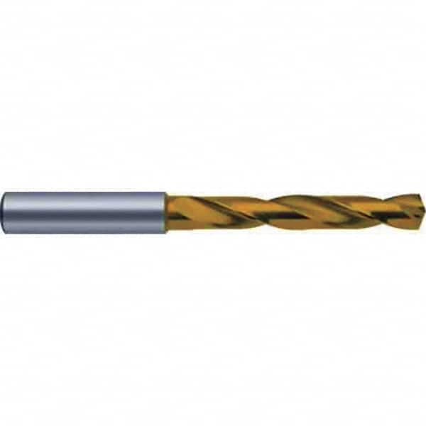 Screw Machine Length Drill Bit: 0.4213″ Dia, 140 °, Solid Carbide TiN Finish, Right Hand Cut, Spiral Flute, Straight-Cylindrical Shank, Series 662