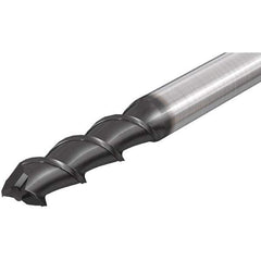 Iscar - 4mm, 11mm LOC, 4mm Shank Diam, 50mm OAL, 2 Flute, Solid Carbide Square End Mill - Single End, Uncoated, Spiral Flute, 55° Helix, Right Hand Cut, Right Hand Flute - Benchmark Tooling