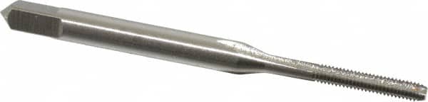Hertel - #2-64 UNF 2B 3 Flute Bright Finish High Speed Steel Straight Flute Standard Hand Tap - Bottoming, Right Hand Thread, 1-3/4" OAL, 7/16" Thread Length, H2 Limit, Oversize - Exact Industrial Supply