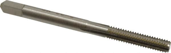 Hertel - #8-32 UNC 4 Flute Bright Finish High Speed Steel Straight Flute Standard Hand Tap - Bottoming, Right Hand Thread, 2-1/8" OAL, 3/4" Thread Length, H7 Limit, Oversize - Exact Industrial Supply