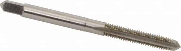 Hertel - #10-32 UNF 4 Flute Bright Finish High Speed Steel Straight Flute Standard Hand Tap - Plug, Right Hand Thread, 2-3/8" OAL, 7/8" Thread Length, H7 Limit, 0.003" Oversize - Exact Industrial Supply