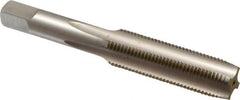 Hertel - 1/2-20 UNF 4 Flute Bright Finish High Speed Steel Straight Flute Standard Hand Tap - Plug, Right Hand Thread, 3-3/8" OAL, 1-21/32" Thread Length, H1 Limit, Oversize - Exact Industrial Supply