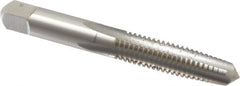 Hertel - 3/8-16 UNC 4 Flute Bright Finish High Speed Steel Straight Flute Standard Hand Tap - Taper, Right Hand Thread, 2-15/16" OAL, 1-1/4" Thread Length, H1 Limit - Exact Industrial Supply