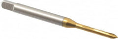 Hertel - #1-64 UNC, 2 Flute, TiN Finish, High Speed Steel Spiral Point Tap - Plug Chamfer, Right Hand Thread, 1-11/16" OAL, 3/8" Thread Length, 0.141" Shank Diam, 2B Class of Fit - Exact Industrial Supply