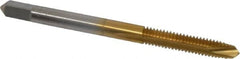 Hertel - #8-32 UNC, 2 Flute, TiN Finish, High Speed Steel Spiral Point Tap - Plug Chamfer, Right Hand Thread, 2-1/8" OAL, 3/4" Thread Length, 0.168" Shank Diam, 3B Class of Fit - Exact Industrial Supply