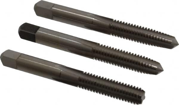 Hertel - 5/16-18 UNC, 4 Flute, Bottoming, Plug & Taper, Bright Finish, High Speed Steel Tap Set - 2-23/32" OAL, 2B/3B Class of Fit - Exact Industrial Supply