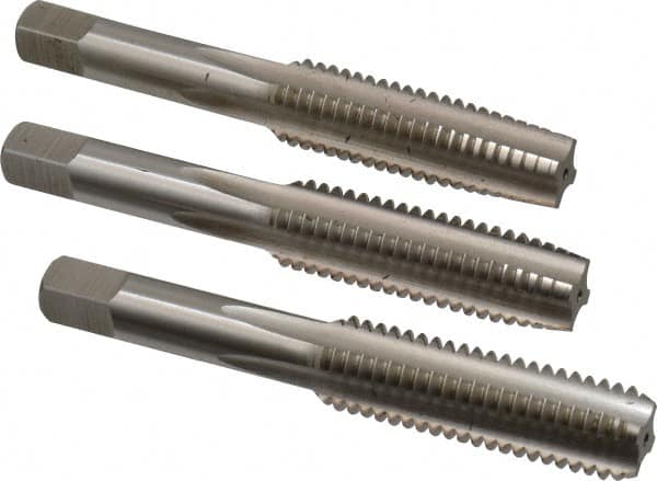 Hertel - 1/2-13 UNC, 4 Flute, Bottoming, Plug & Taper, Bright Finish, High Speed Steel Tap Set - 3-3/8" OAL, 2B/3B Class of Fit - Benchmark Tooling