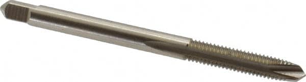 Hertel - #8-36 UNF, 2 Flute, Bright Finish, High Speed Steel Spiral Point Tap - Plug Chamfer, Right Hand Thread, 2-1/8" OAL, 3/4" Thread Length - Exact Industrial Supply