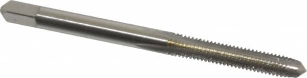 Hertel - M4x0.70 Metric Coarse 4 Flute Bright Finish High Speed Steel Straight Flute Standard Hand Tap - Plug, Right Hand Thread, 2-1/8" OAL, 3/4" Thread Length, D2 Limit, Oversize - Exact Industrial Supply
