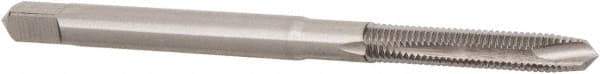 Hertel - M3x0.50 Metric Coarse, 2 Flute, Bright Finish, High Speed Steel Spiral Point Tap - Plug Chamfer, Right Hand Thread, 1-15/16" OAL, 5/8" Thread Length, 0.141" Shank Diam - Exact Industrial Supply