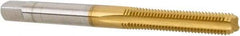 Hertel - M4x0.70 Metric Coarse 4 Flute TiN Finish High Speed Steel Straight Flute Standard Hand Tap - Bottoming, Right Hand Thread, 2-1/8" OAL, 3/4" Thread Length, D2 Limit, Oversize - Exact Industrial Supply