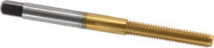 Hertel - M4.5x0.75 Metric Coarse 4 Flute TiN Finish High Speed Steel Straight Flute Standard Hand Tap - Bottoming, Right Hand Thread, 2-3/8" OAL, 7/8" Thread Length, D2 Limit, Oversize - Exact Industrial Supply