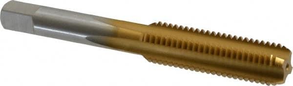 Hertel - M11x1.50 Metric Coarse 4 Flute TiN Finish High Speed Steel Straight Flute Standard Hand Tap - Bottoming, Right Hand Thread, 3-5/32" OAL, 1-7/16" Thread Length, D5 Limit, Oversize - Exact Industrial Supply