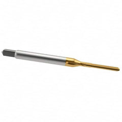 Hertel - M2x0.40 Metric Coarse 6H 3 Flute TiN Finish High Speed Steel Straight Flute Standard Hand Tap - Bottoming, Right Hand Thread, 1-3/4" OAL, 7/16" Thread Length, D3 Limit, Oversize - Exact Industrial Supply