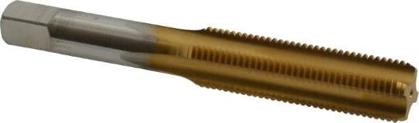Hertel - M12x1.25 Metric Fine 4 Flute TiN Finish High Speed Steel Straight Flute Standard Hand Tap - Bottoming, Right Hand Thread, 3-3/8" OAL, 1-21/32" Thread Length, D5 Limit, Oversize - Exact Industrial Supply