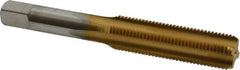 Hertel - M12x1.25 Metric Fine 4 Flute TiN Finish High Speed Steel Straight Flute Standard Hand Tap - Bottoming, Right Hand Thread, 3-3/8" OAL, 1-21/32" Thread Length, D5 Limit, Oversize - Exact Industrial Supply
