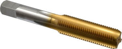 Hertel - M14x1.50 Metric Fine 4 Flute TiN Finish High Speed Steel Straight Flute Standard Hand Tap - Bottoming, Right Hand Thread, 3-19/32" OAL, 1-21/32" Thread Length, D6 Limit, Oversize - Exact Industrial Supply