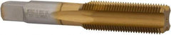 Hertel - M18x1.50 Metric Fine 4 Flute TiN Finish High Speed Steel Straight Flute Standard Hand Tap - Bottoming, Right Hand Thread, 4-1/32" OAL, 1-13/16" Thread Length, D6 Limit, Oversize - Exact Industrial Supply