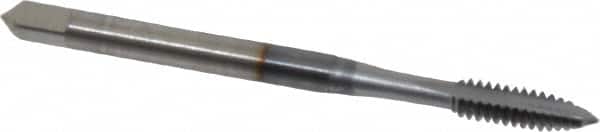 OSG - #6-32 UNC, 2 Flute, TiCN Finish, High Speed Steel Spiral Point Tap - Plug Chamfer, Right Hand Thread, 2" OAL, 11/16" Thread Length, 0.141" Shank Diam, 2B Class of Fit - Exact Industrial Supply