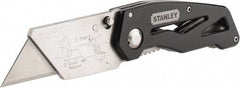 Stanley - Fixed Folding Utility Knife - 2-7/16" Blade, Silver & Black Aluminum Handle, 1 Blade Included - Benchmark Tooling