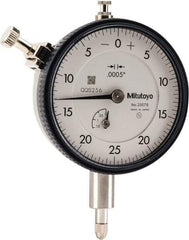 Mitutoyo - 1/8" Range, 0-25-0 Dial Reading, 0.0005" Graduation Dial Drop Indicator - 2-1/4" Dial, 0.05" Range per Revolution, 0.0005" Accuracy, Revolution Counter - Benchmark Tooling