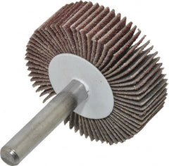 Value Collection - 1-1/2" Diam x 1/2" Face Width, Medium Aluminum Oxide Coated Mounted Flap Wheel - 1/4" Shank Mount, 80 Grit, 30,000 Max RPM - Benchmark Tooling