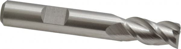 Cleveland - 3/8", 3/4" LOC, 3/8" Shank Diam, 2-1/2" OAL, 3 Flute, Powdered Metal Square End Mill - Single End, Uncoated, Spiral Flute, 42° Helix, Centercutting, Right Hand Cut, Right Hand Flute, Series PM-539R - Benchmark Tooling