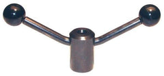 Morton Machine Works - 1 Offset Arm, 5/8-11" Hole, Black Oxide, Tapped Clamping Handle - 1/2" Arm Diam, 1-3/8" Hub Diam, 1-3/8" Ball Diam - Benchmark Tooling