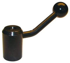 Morton Machine Works - 1 Offset Arm, Black Oxide, Blank Clamping Handle - 1/4" Arm Diam, 7/8" Hub Diam, 7/8" Ball Diam - Benchmark Tooling