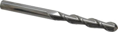 Accupro - 1/2" Diam, 3" LOC, 2 Flute Solid Carbide Ball End Mill - Uncoated, Single End, 6" OAL, 1/2" Shank Diam, Spiral Flute - Benchmark Tooling