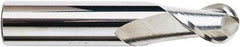 Accupro - 7/8" Diam, 1-3/4" LOC, 2 Flute Solid Carbide Ball End Mill - Uncoated, Single End, 4" OAL, 7/8" Shank Diam, Spiral Flute - Benchmark Tooling