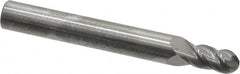 Accupro - 13/64" Diam, 3/8" LOC, 4 Flute Solid Carbide Ball End Mill - Uncoated, Single End, 2" OAL, 1/4" Shank Diam, Spiral Flute - Benchmark Tooling