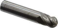 Accupro - 31/64" Diam, 5/8" LOC, 4 Flute Solid Carbide Ball End Mill - Uncoated, Single End, 2-1/2" OAL, 1/2" Shank Diam, Spiral Flute - Benchmark Tooling