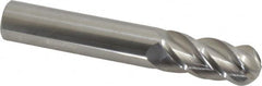Accupro - 9/16" Diam, 1-1/4" LOC, 4 Flute Solid Carbide Ball End Mill - Uncoated, Single End, 3-1/2" OAL, 9/16" Shank Diam, Spiral Flute - Benchmark Tooling