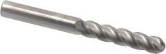 Accupro - 5/8" Diam, 3" LOC, 4 Flute Solid Carbide Ball End Mill - Uncoated, Single End, 6" OAL, 5/8" Shank Diam, Spiral Flute - Benchmark Tooling