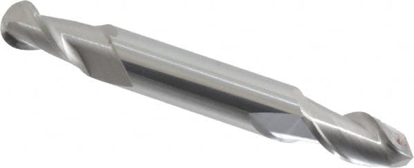 Accupro - 9/32" Diam, 1/2" LOC, 2 Flute Solid Carbide Ball End Mill - Uncoated, Double End, 2-1/2" OAL, 5/16" Shank Diam, Spiral Flute - Benchmark Tooling